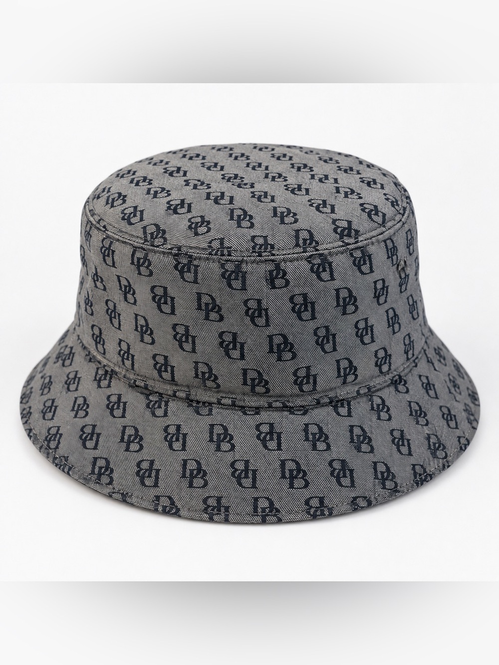 Vintage Dooney & Bourke DB Monogram Bucket Hat Gray Black Size M Y2K